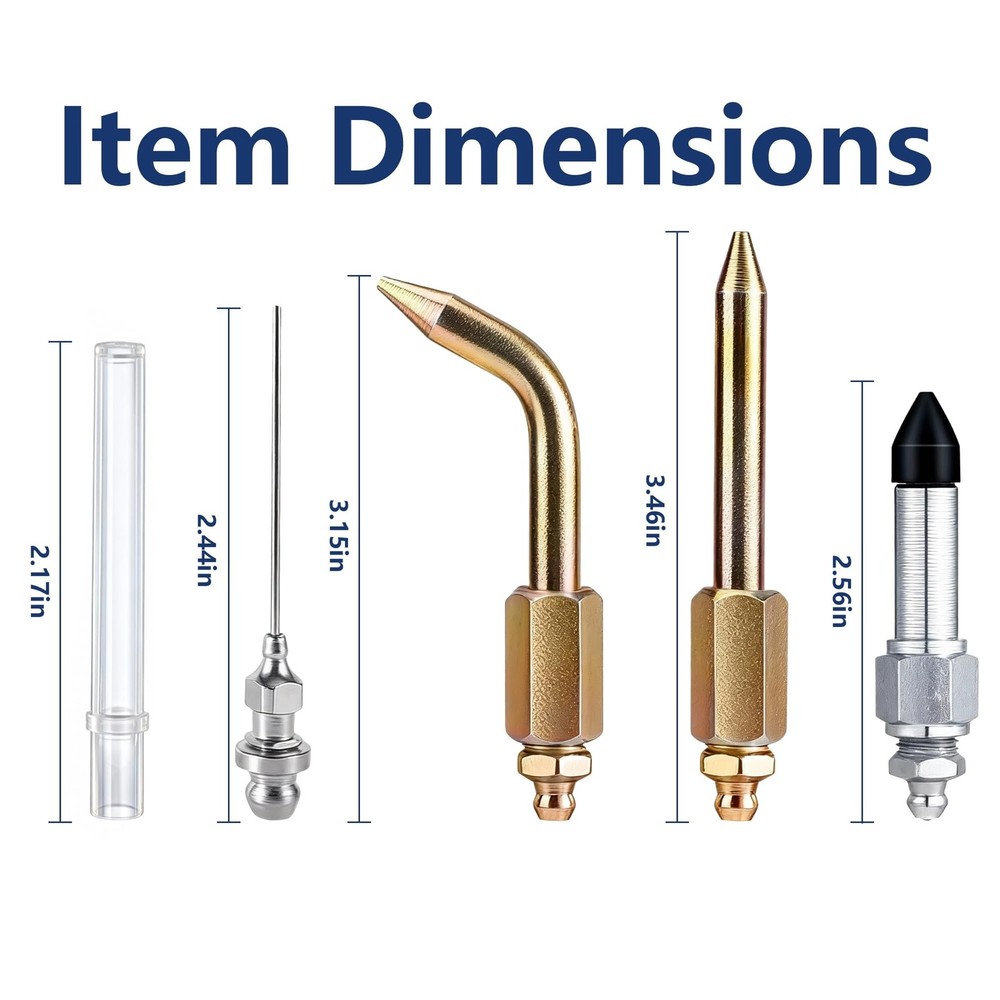 6Pcs Grease Gun Accessory Kit – Includes Needle Tip Dispenser, Rubber Flex