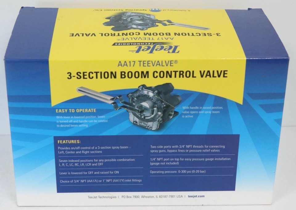 TeeJet AA17L TEEVALVE 3 Section Boom Controller Valve 3/4" Inlet   MAKE AN OFFER