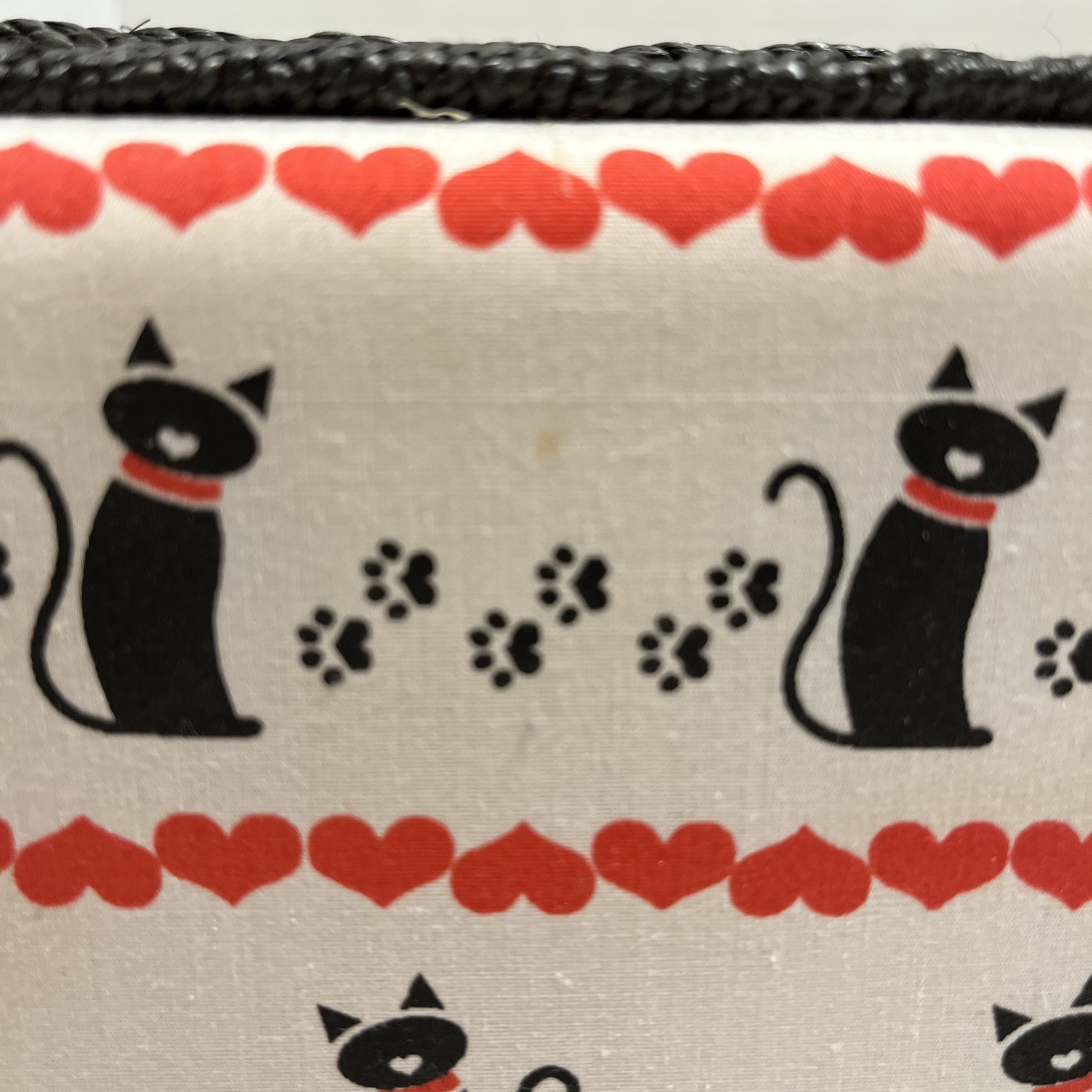 Sewing Basket Cat Print Padded Box Pin Cushion Accessories Storage Snap Closure