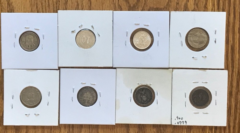 8 Silver Coins- various countries, years, mintmarks, condition and silver purity