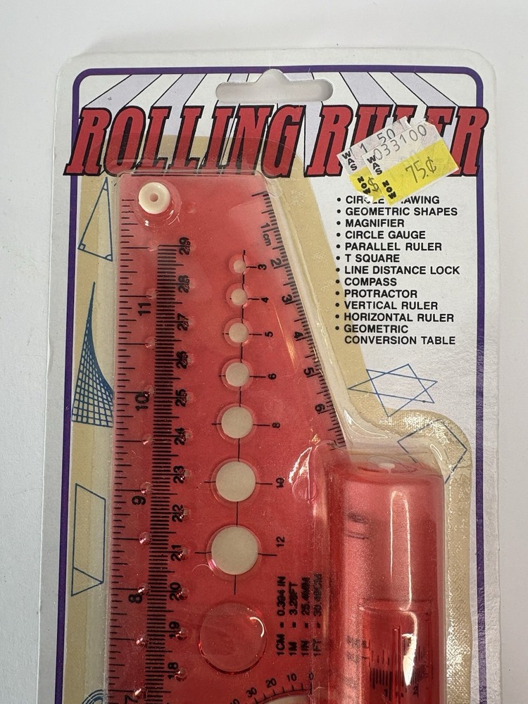 Vintage Parallel Rolling Ruler Universal Angle Rule Balancing Scale Drawing 12”