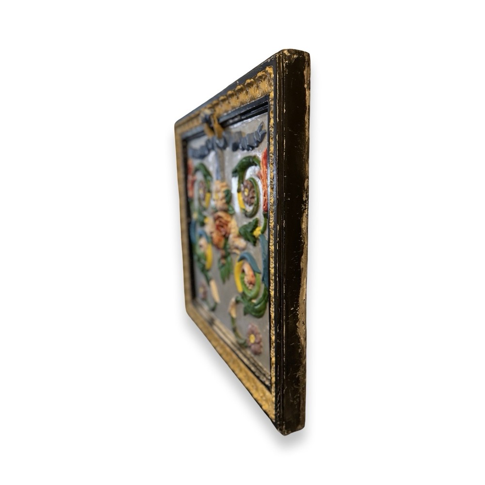 Antique Plaster Floral Relief Wall Panel Architectural Carousel Style 24”