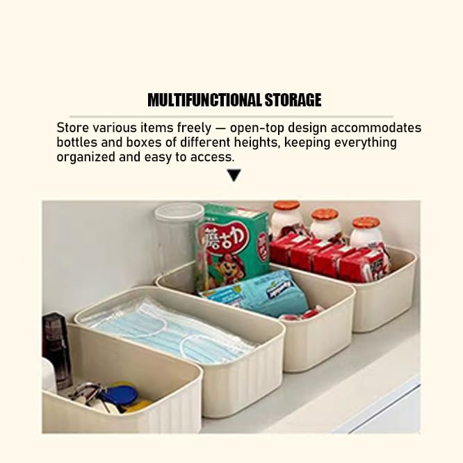 2 Pack Plastic Storage Organizer – Stackable Open Bin for Home, Kitchen, Bath...