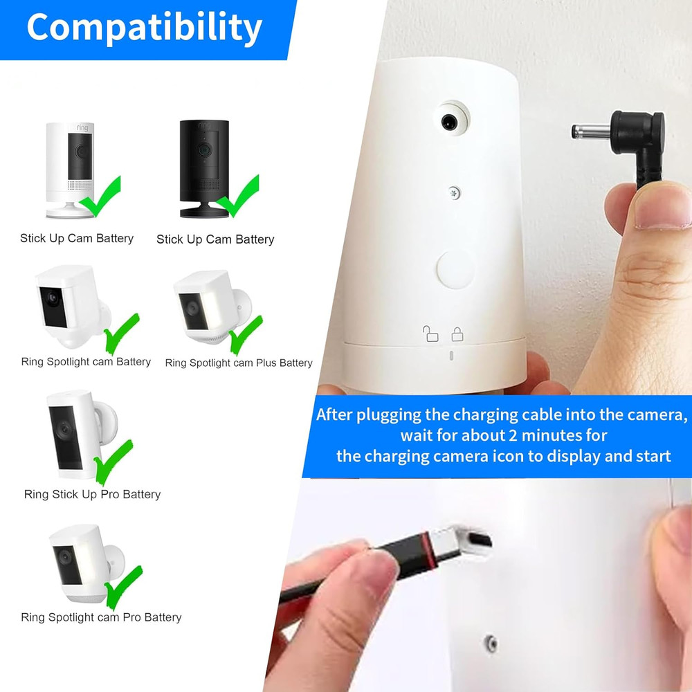 Solar Panel for Ring Camera, 4W Solar Charger Compatible with Spotlight Plus/Pro