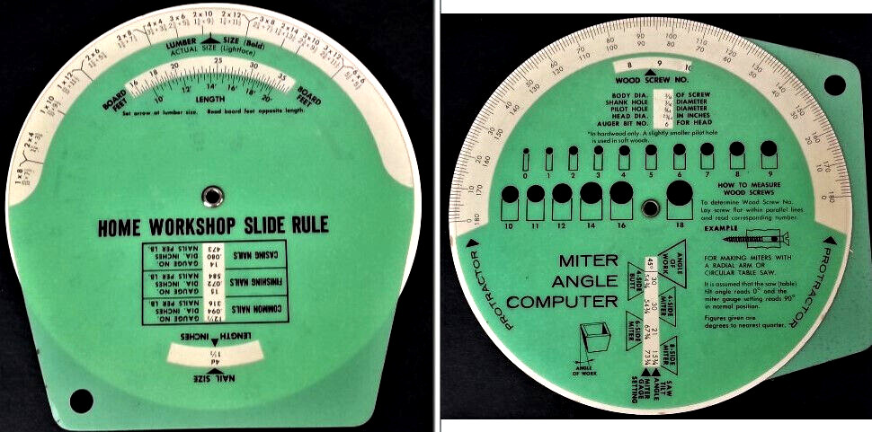 Home Workshop Slide Rule Multi-Purpose Circular Self-Calculating Tool Nail Screw