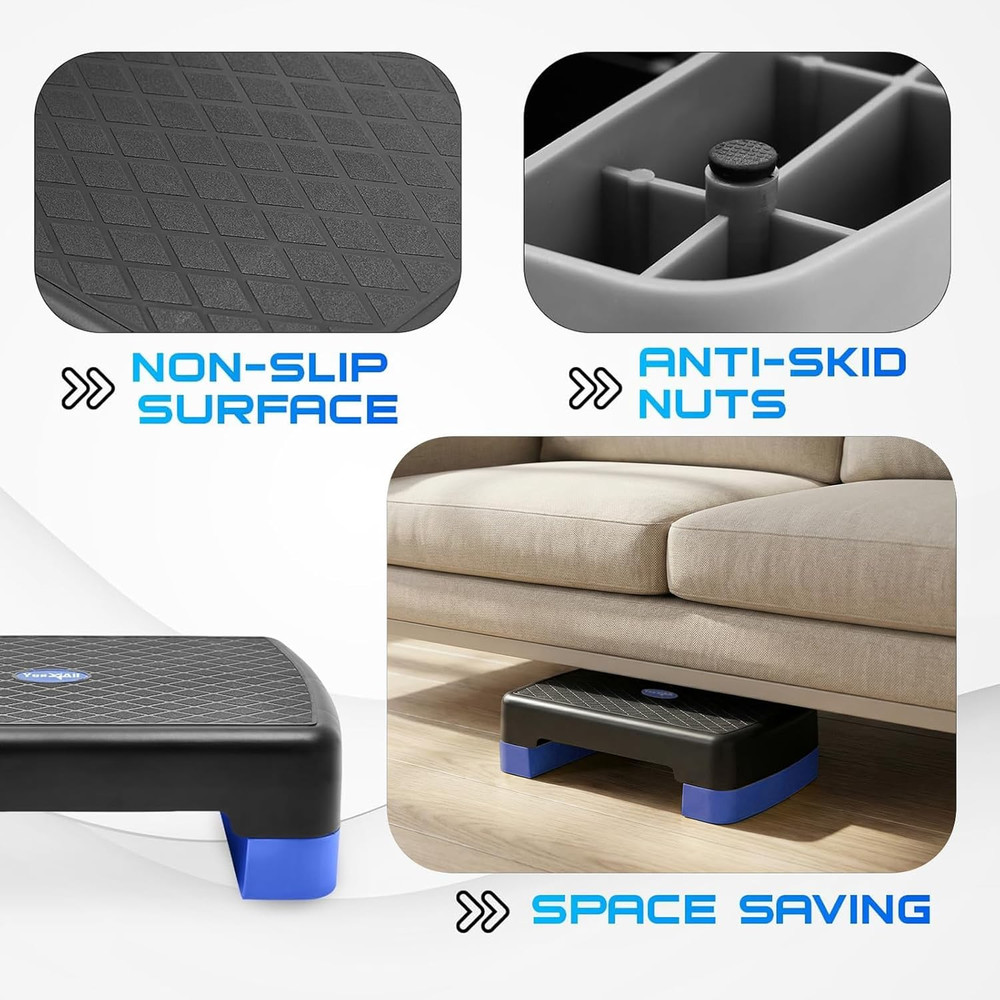 Aerobic Exercise Step Platform, Exercise Stepper with Risers for Cardio and Stre