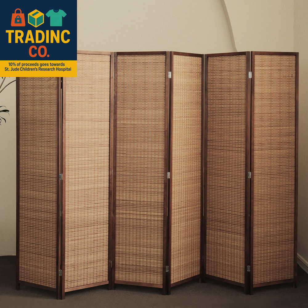 6 Panel Bamboo Room Divider and Folding Panel Screen,Bamboo Panel Divider for Ro