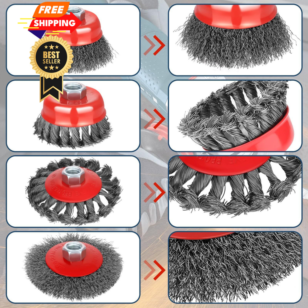 tchrules 10pcs Wire Wheel for 4 1/2 Angle Grinder, Knotted & Coarse red
