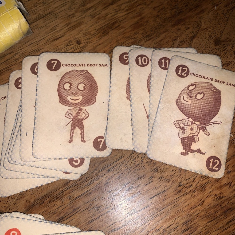 1920’s Johnston’s Candy Rummy Game Complete - Chocolate Drop Sam - Mini Cards