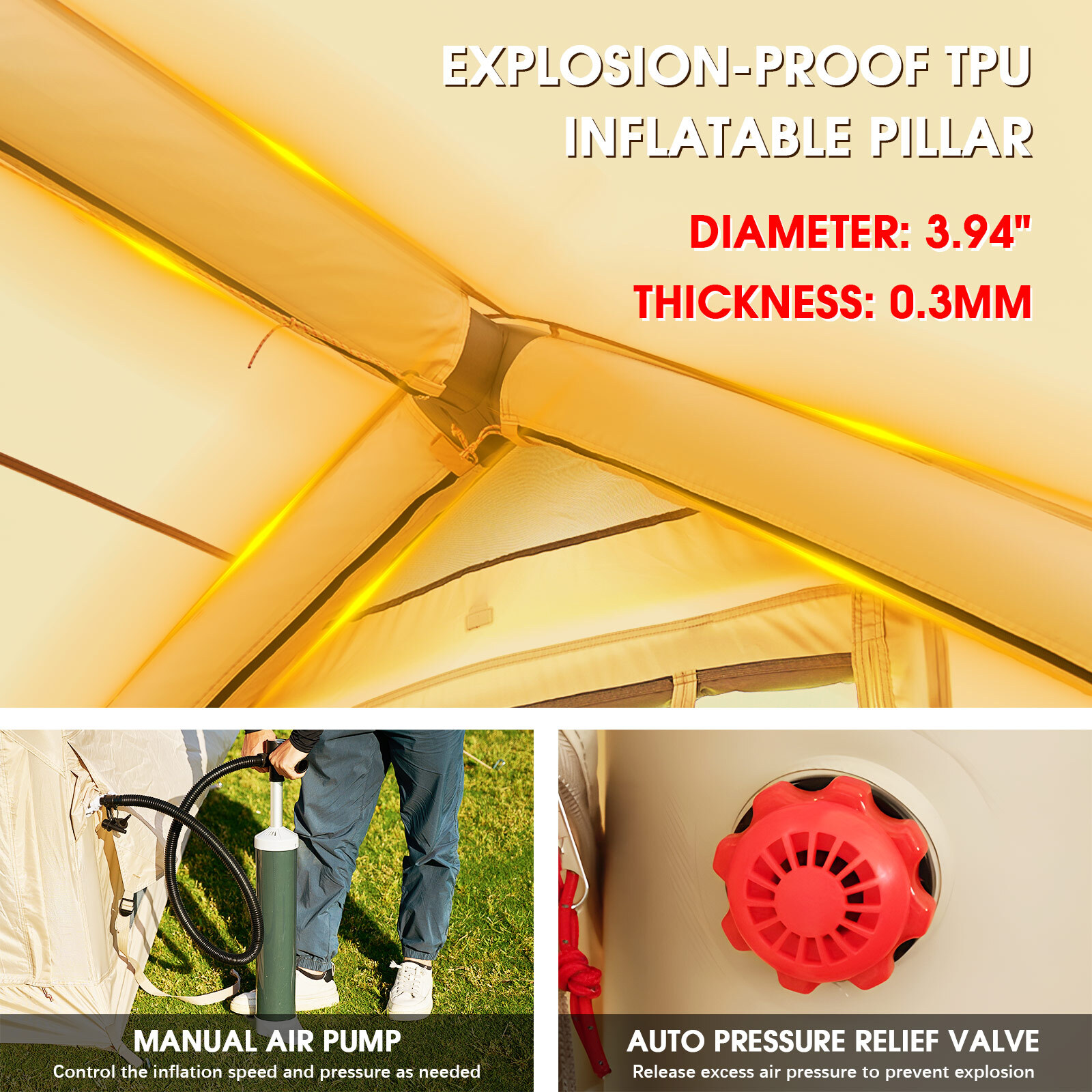 NAIZEA Inflatable Tents for Camping, Blow Up Tent & Hand Pump Stove Jack 6Person