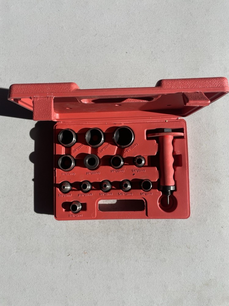 Anytime Tools Punch and Die Set with Multiple Sizes in Red Case
