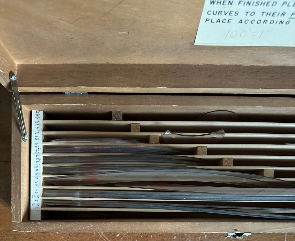 Vintage Charles Bruning 1"-100" Curve Set Engineering Drafting Tools-34 Curves