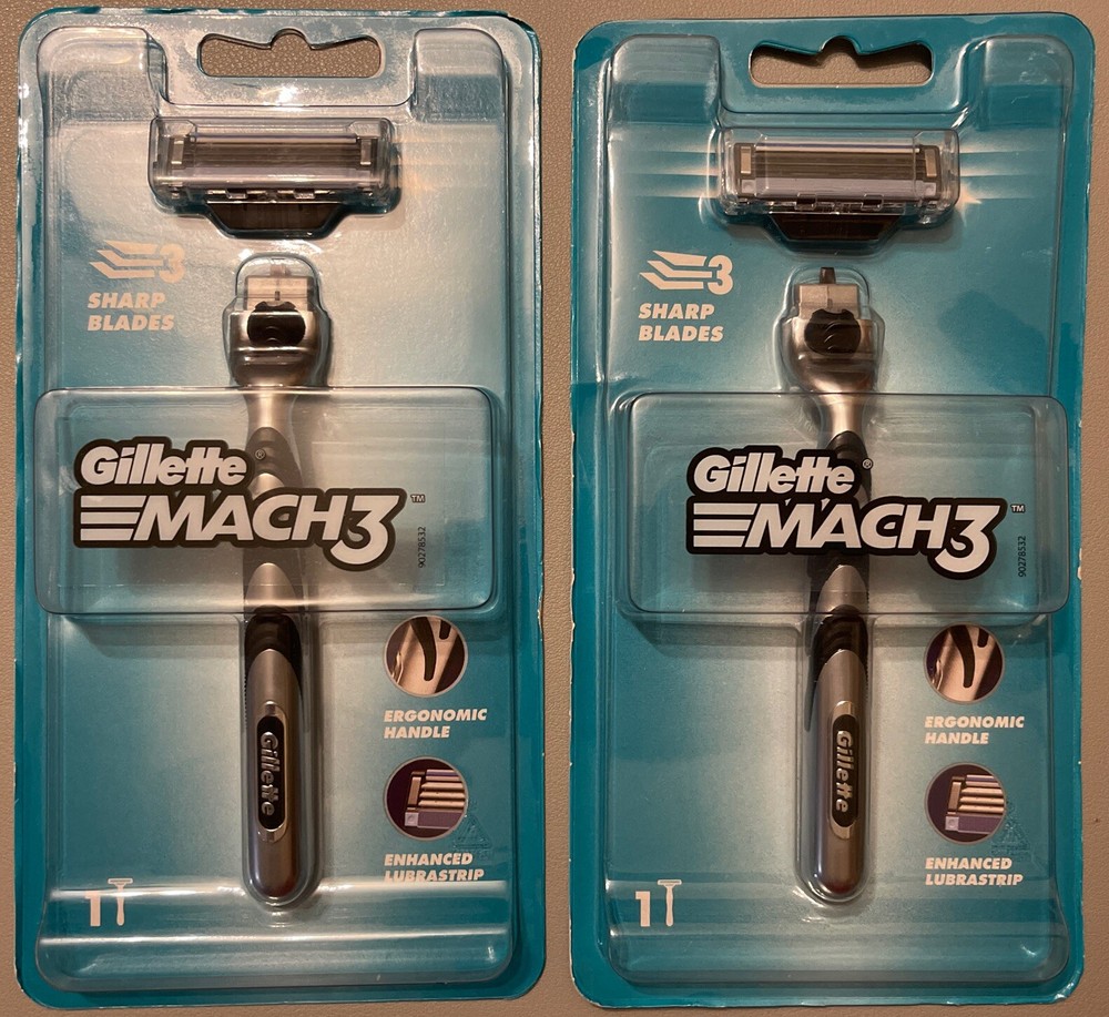Gillette Mach 3 Handle + 1 Cartridge Starter Pack - NEW - 2 Pack