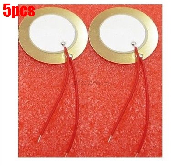 5Pcs Trigger Drum Disc+Wire Copper Sounder Sensor 35Mm Piezo Elements Buzzer io