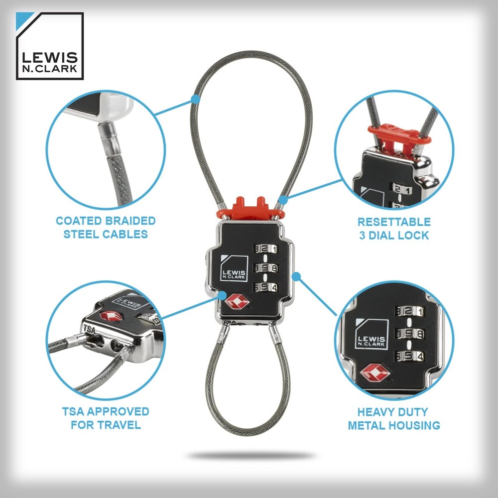Triple Security Lock - Resettable Combination Lock, Black, 3-Dial, TSA Friend...