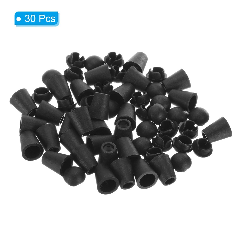 30 Pack Bell End Stopper Cord Rope Lock for Drawstring Bag Black