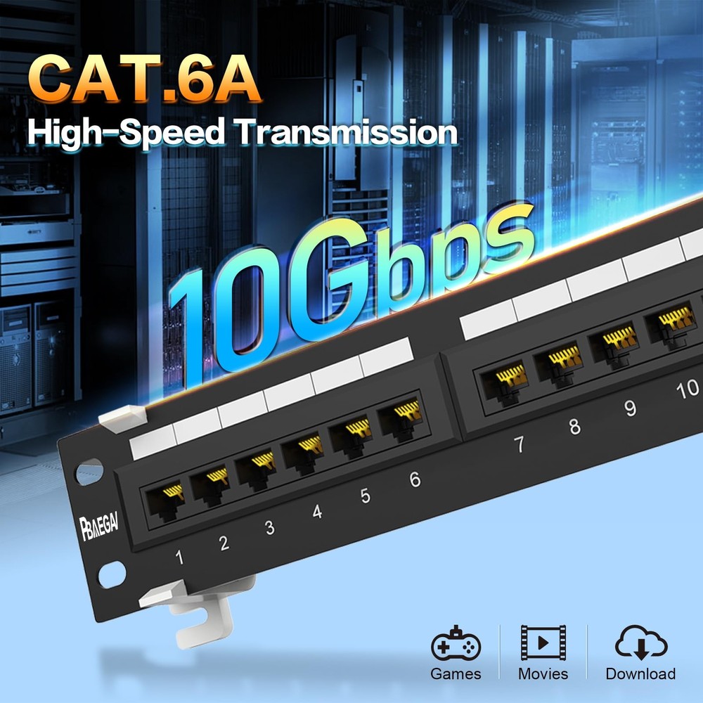 Patch Panel 12 Port Cat6A【EC Listed】 Unshielded Wall Mount Included 89D Brack...