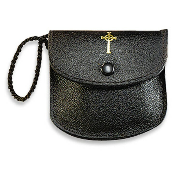 Solid Brass Pyx with Burse Celtic Cross Holds 10 Communion Hosts