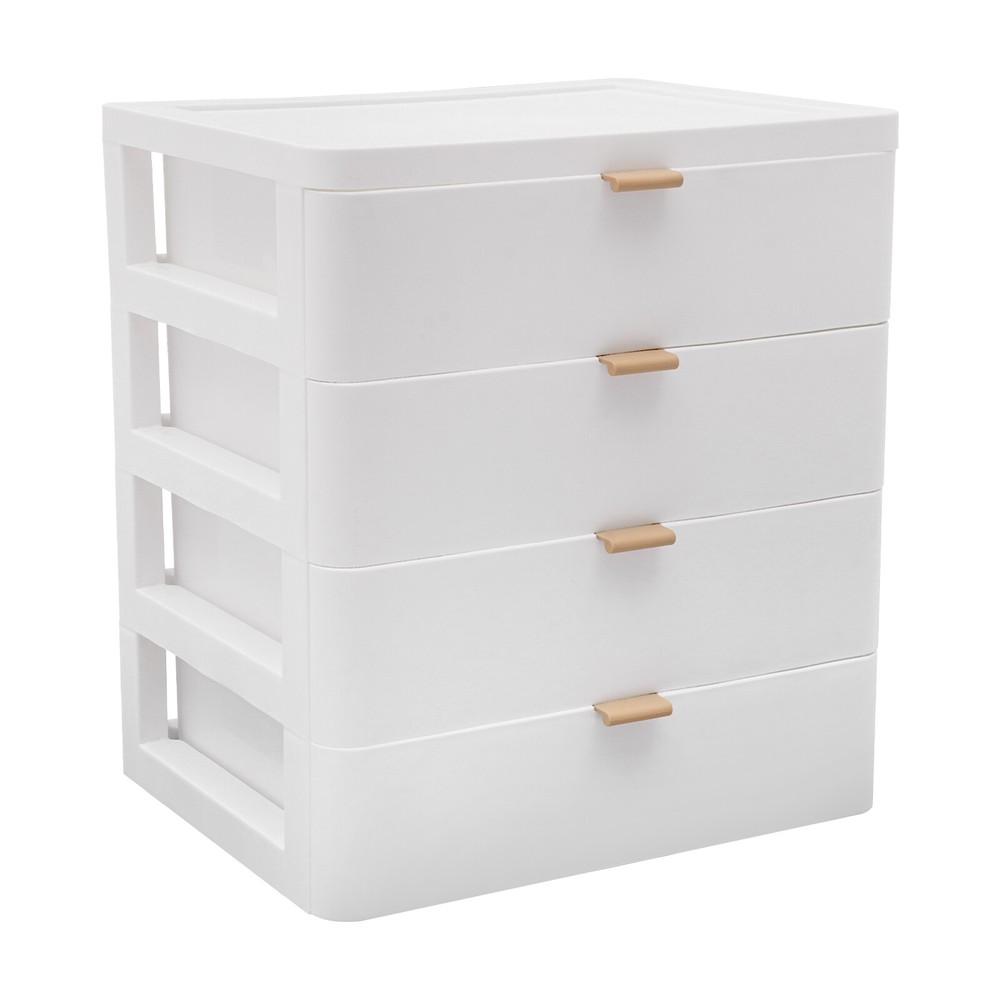 Stylish White Desk Organizer with 4 Drawers - Space-Saving Storage Solution