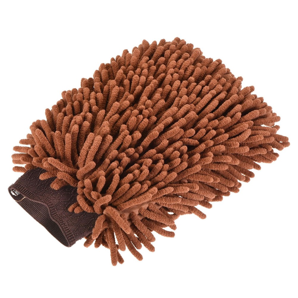 Microfiber Chenille Double-Sided Large Dusting Wash Mitten Cleaning Brown