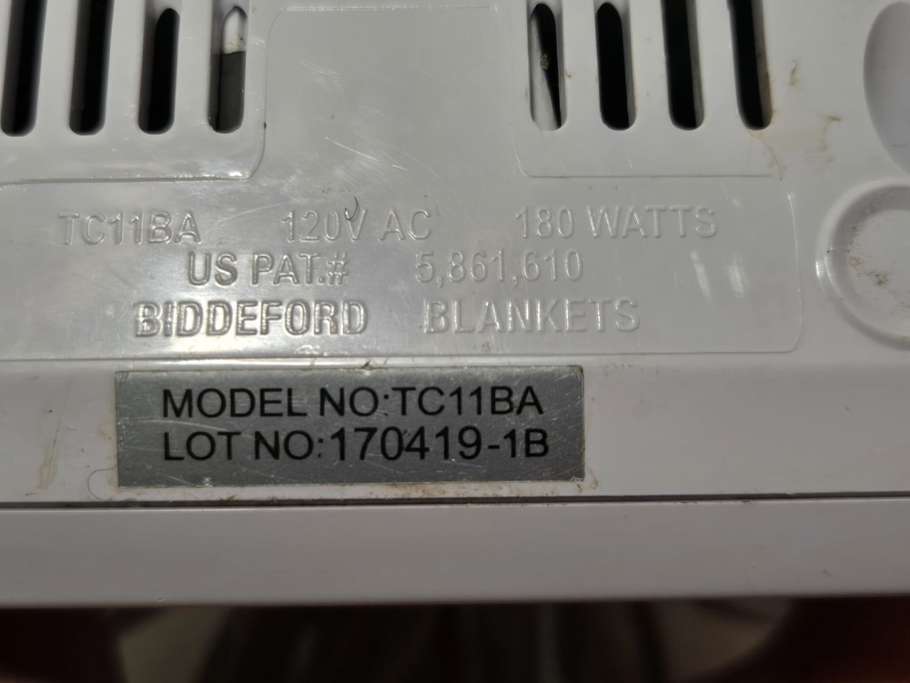 Biddeford TC11BA Electric Heating Blanket Control 180W 4-Prong Controller