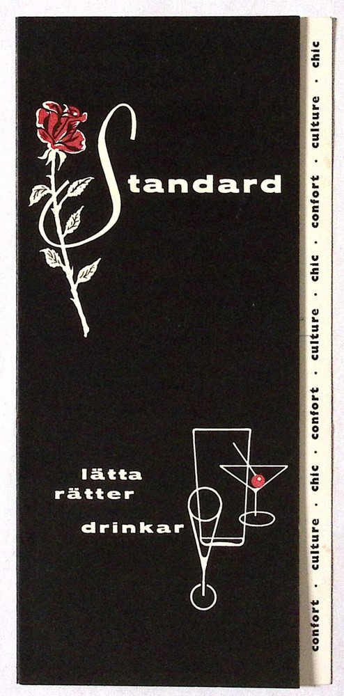 1961 Standard Hotel Stockholm Sweden Swedish Dinner Drink Menu
