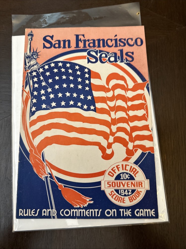 1942 Program Sam Francisco Seals vs Hollywood Stars Scored