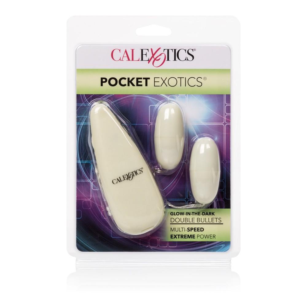 Calexotics Glow-In-The-Dark Pocket Exotics Vibrating Double Bullets
