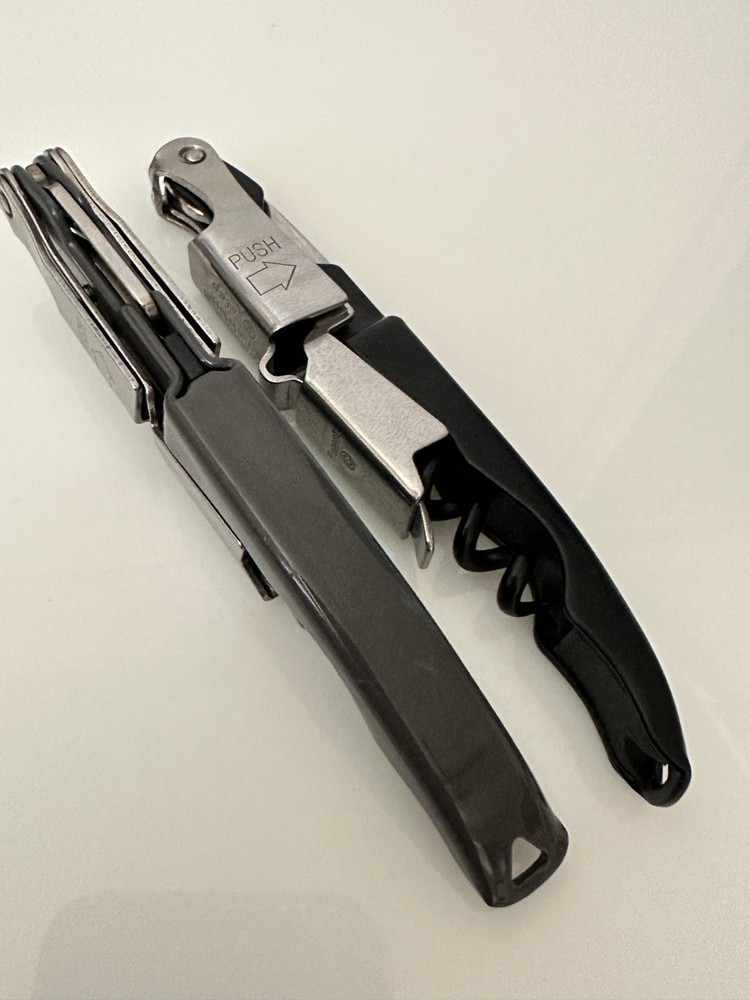 (2) RABBIT Gray / Black Zippity 2-Step Waiters Corkscrews Wine Key Openers