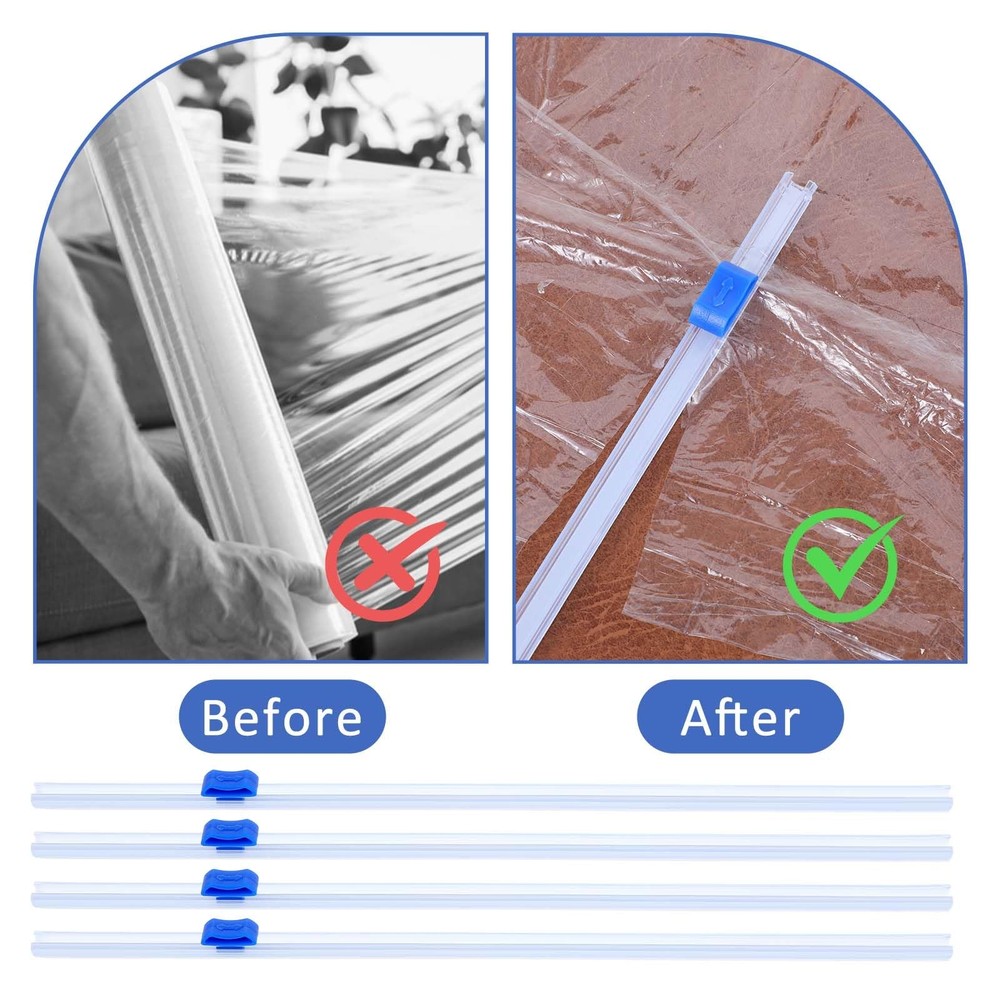 Qianyu Plastic Wrap Cutter Slide 4 Pcs Self-Adhesive Replacement...