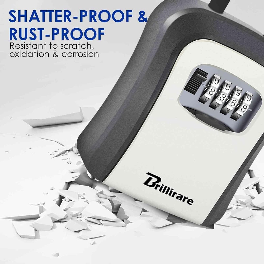 2 Pack Key Lock Box, Waterproof 4 Digits Combination Lockbox with Removable S...