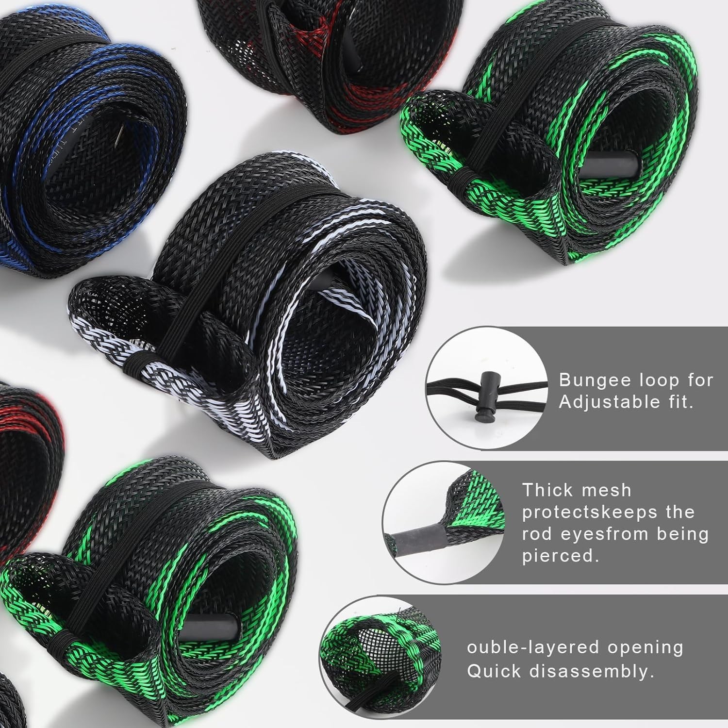 10PCS Fishing Rod Sleeve,Rod Socks for Fishing Poles, Fishing Rod Sleeves Sock C