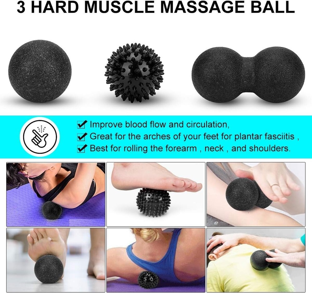 Comprehensive Foam Massage Therapy Kit: 12-Inch Roller, Fasciitis Ball & Strap