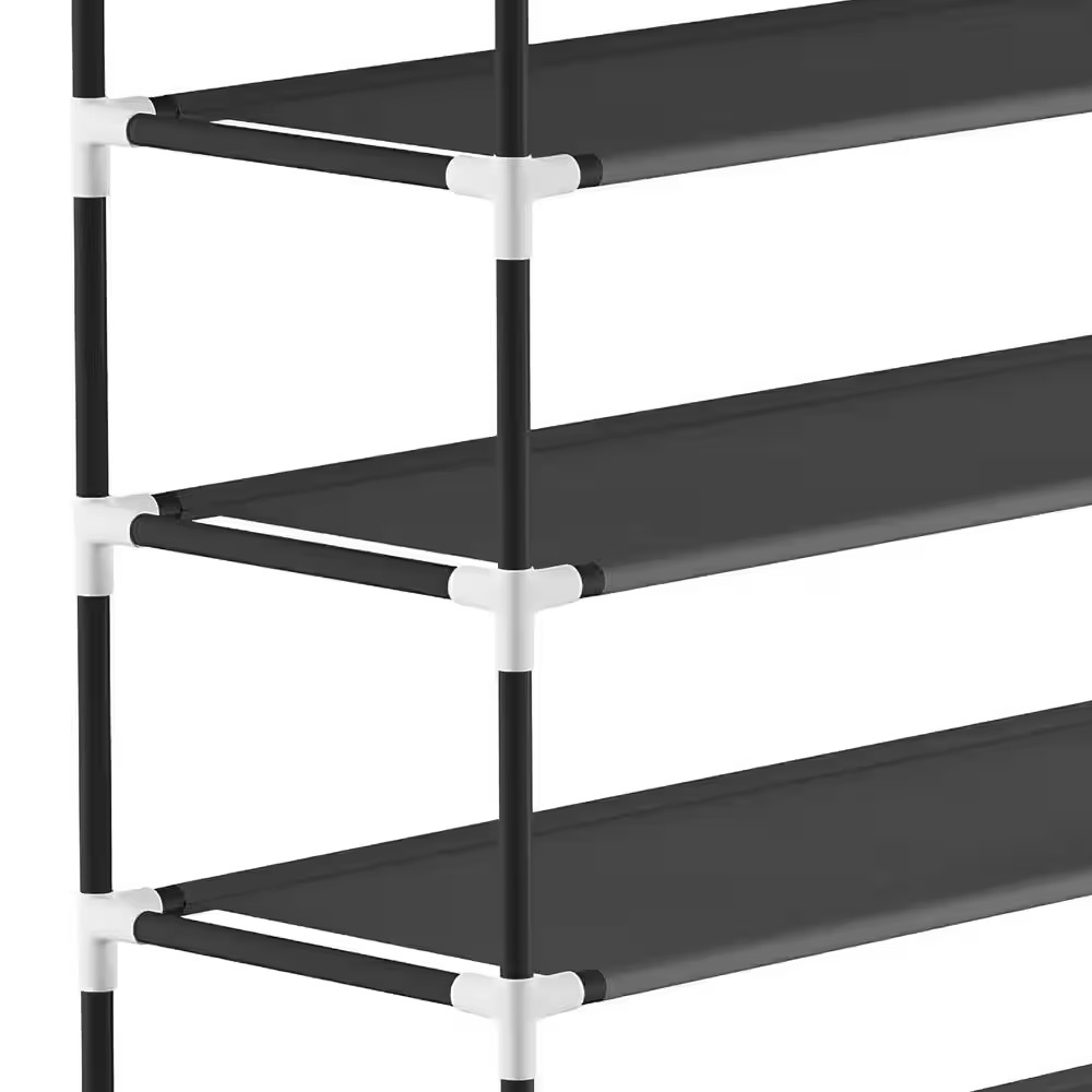 67.75 H 50-Pair 10-Tier Black Polypropylene Shoe Rack