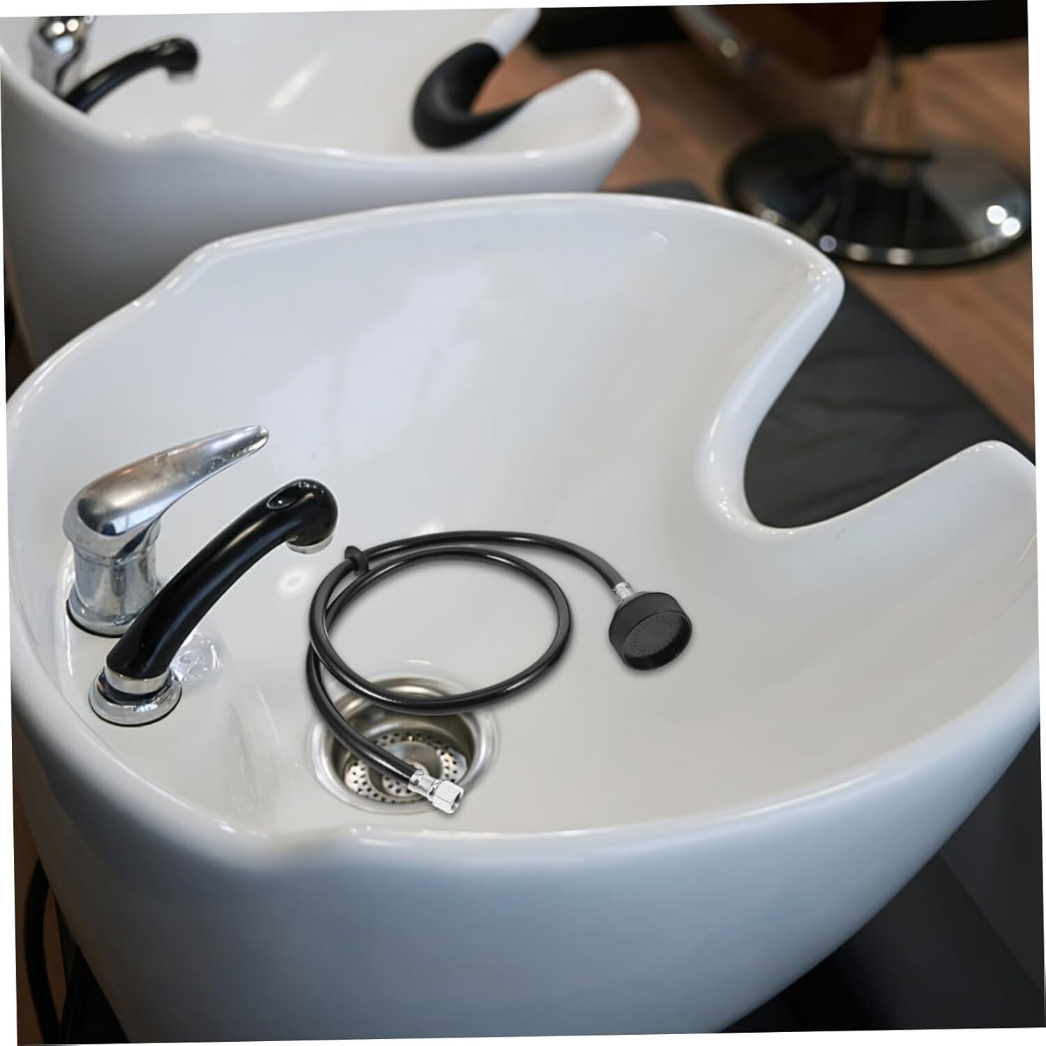 Salon Shampoo Faucet Sprayer Head Black Rubber Hose Beauty Equipment 120cm/47"