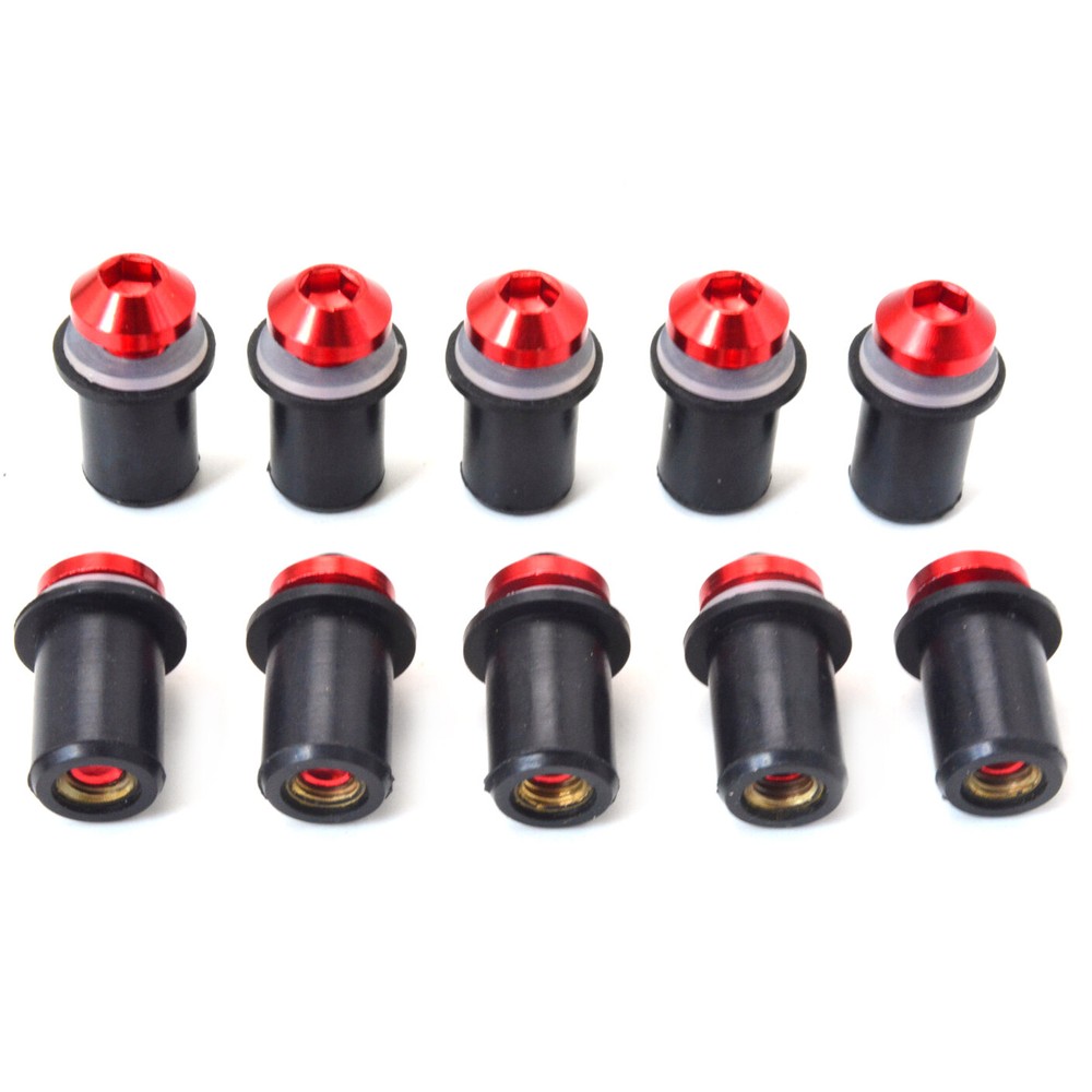 10Pcs Red Windscreen Windshield Motorcycle Bolt Kit Wind Screen Bolts Screws New