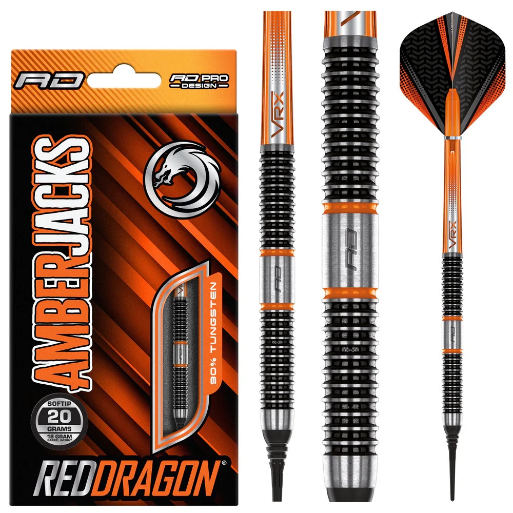 Red Dragon Amberjack 18 90% Tungsten Soft Tip Darts - 20 grams