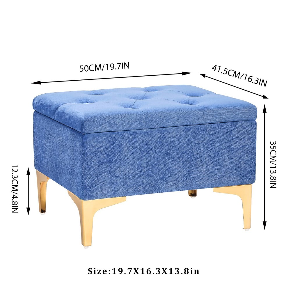 19.7 Inch Rectangular Contemporary Modern Storage Ottoman Coffee Table with G...
