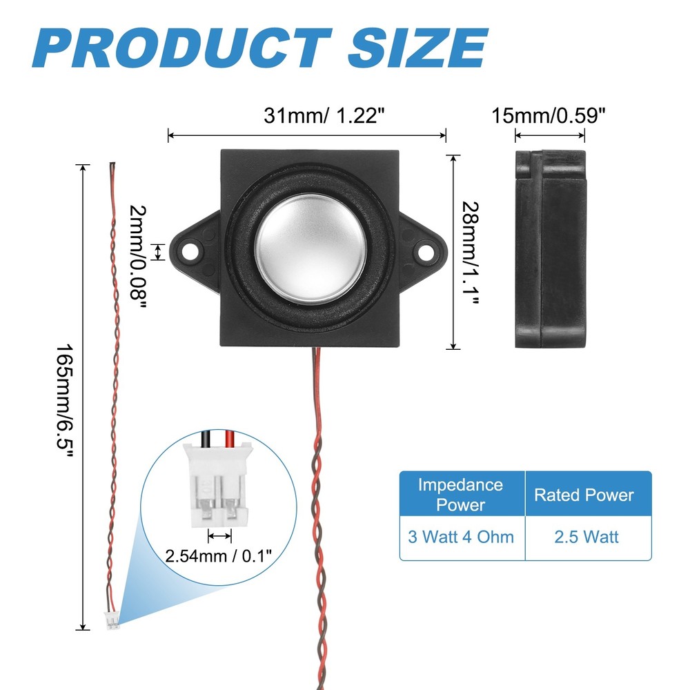 3W 4Ω Mini Speakers, 4PCS Full-Range Portable Micro Loudspeakers, Black Silver