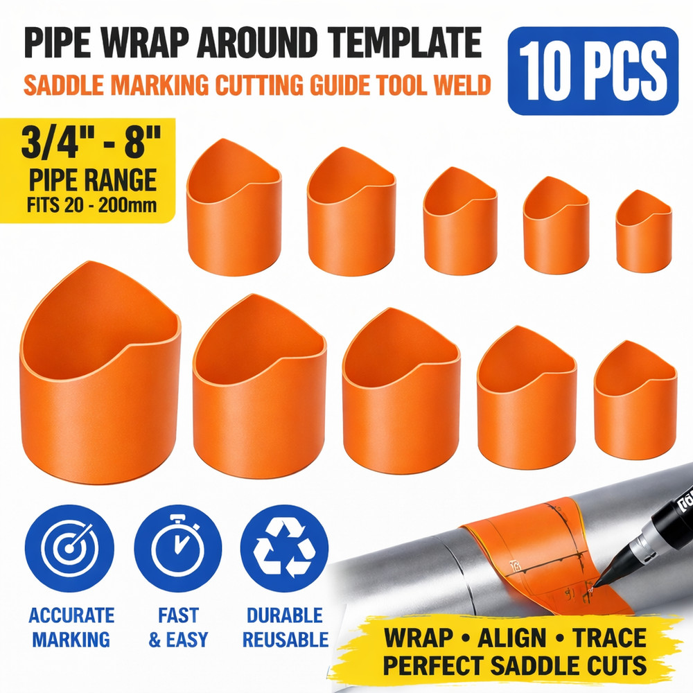 10 PCS Pipe Wrap Around Template 3/4"-8" Saddle Marking Cutting Guide Tool Weld