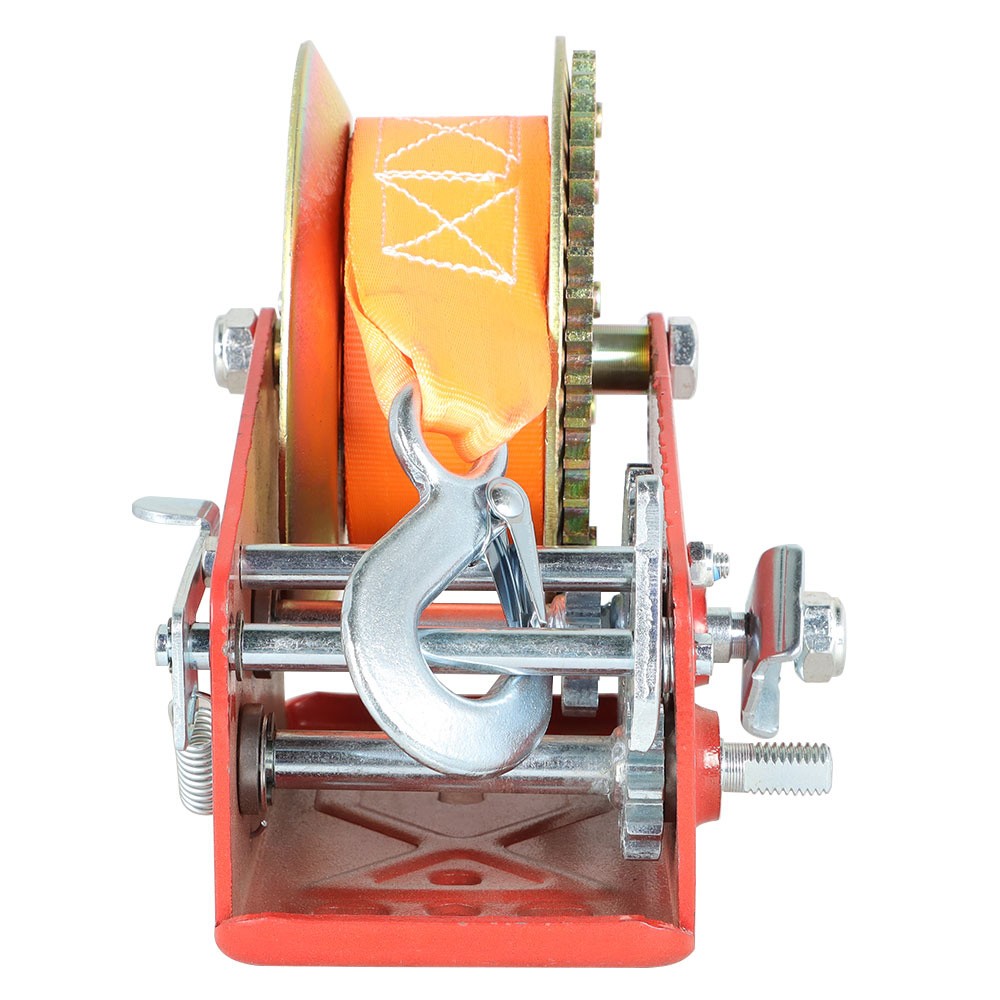 Heavy Duty Hand Winch 3500 LBS Dual Speed Hand Crank Red Strap ATV Trailer Boat