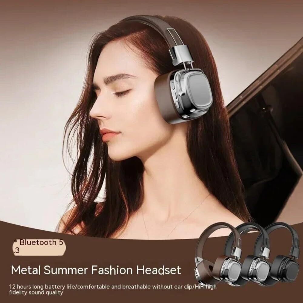 Retro Bluetooth On-Ear Headset with Microphone,Stereo Sound 5.3 Foldable Headset