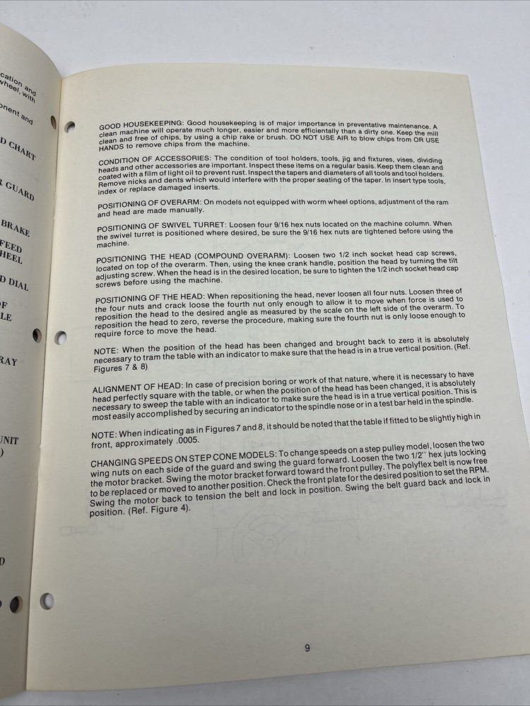 Millrite POWERMATIC Vertical Milling Machine Owner Operator's Manual