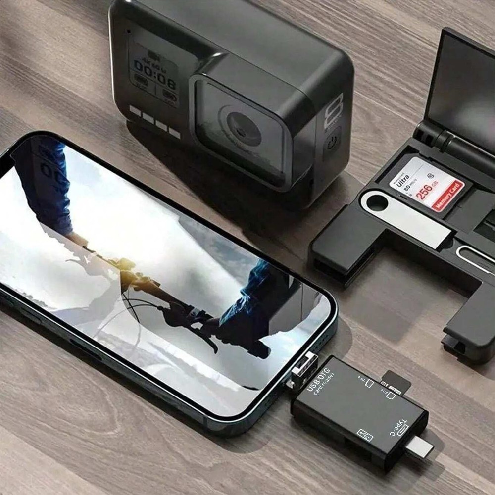 7 in 1 Multifunctional Card Reader Storage Box Card Case OTG Adapter