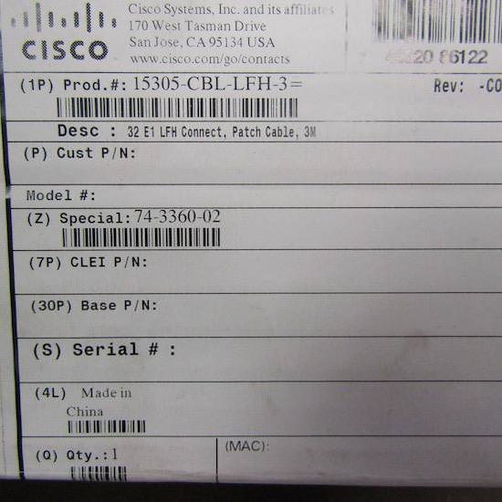 CISCO 15305-CBL-LFH-3 PATCH CABLE