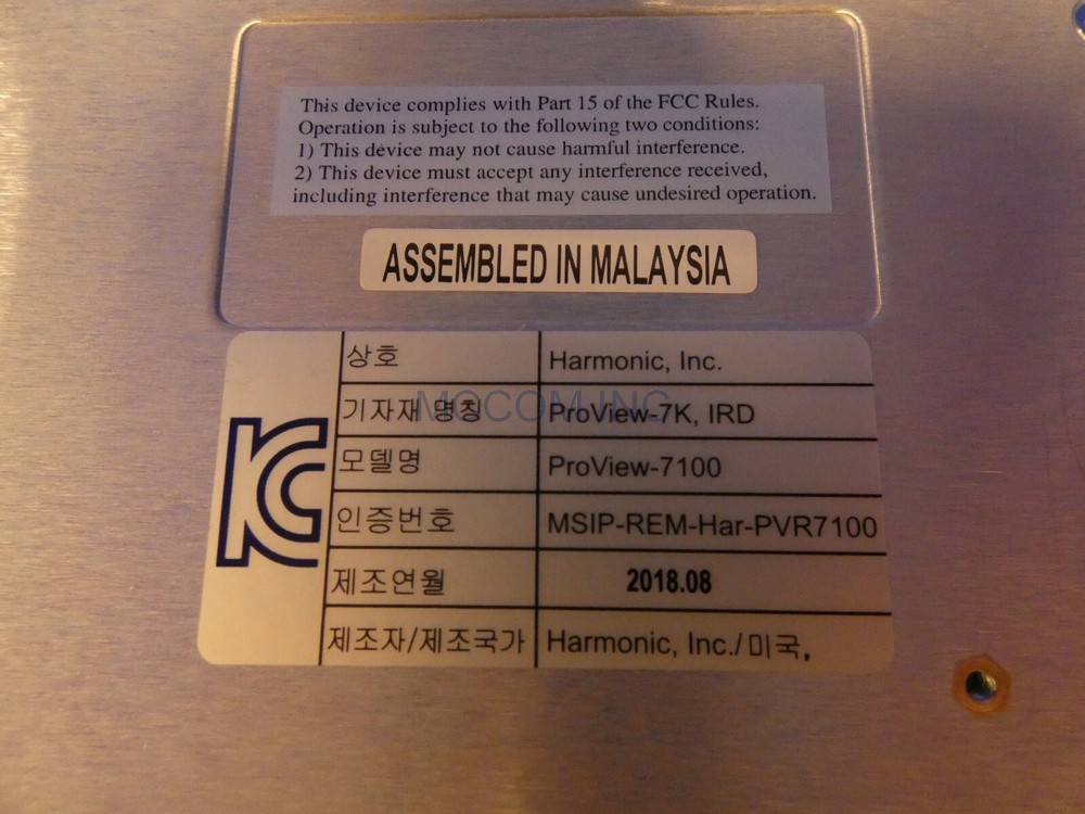 Harmonic ProView 7100 Series PVR-7121 Integrated Receiver/ Decoder w/HD Decoding