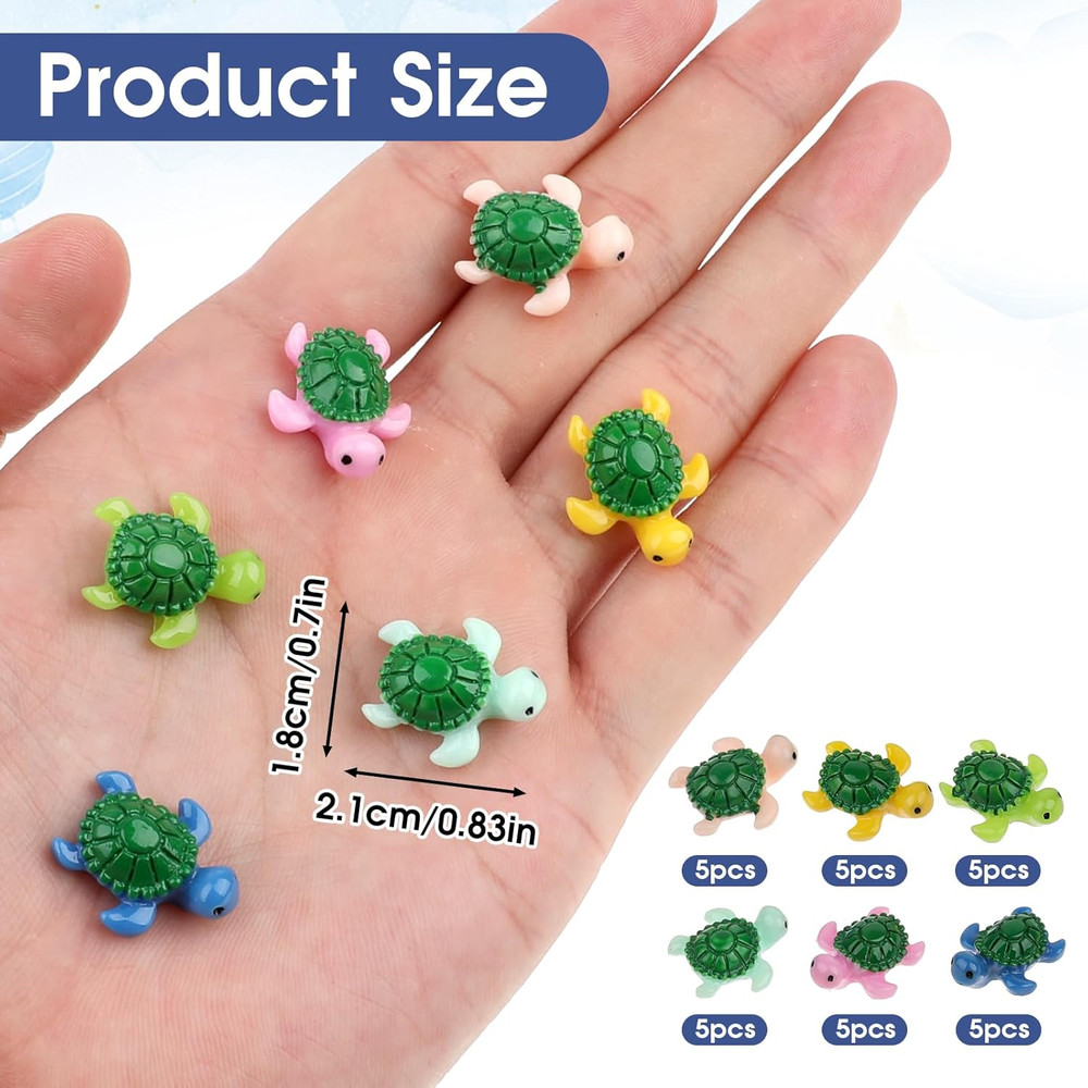 30 Pcs Miniature Turtles Multicolored Mini Turtle Decor Tiny Turtles Miniature T