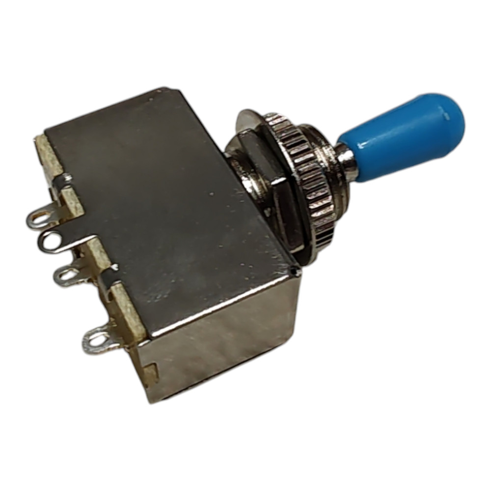 3-way Box Switch w/ 5 ft 4 Conductor Shielded Wire Chrome / Blue Tip