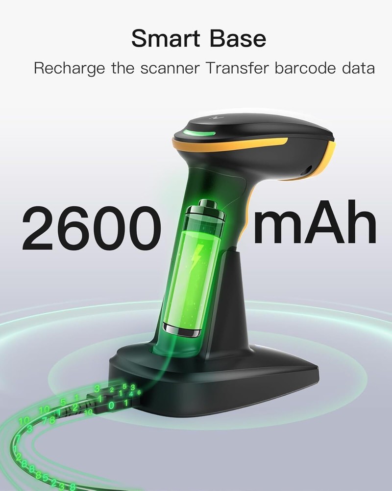 Inateck 2D Bluetooth Barcode Scanner AI Wireless QR Code W/ Smart Charging Base
