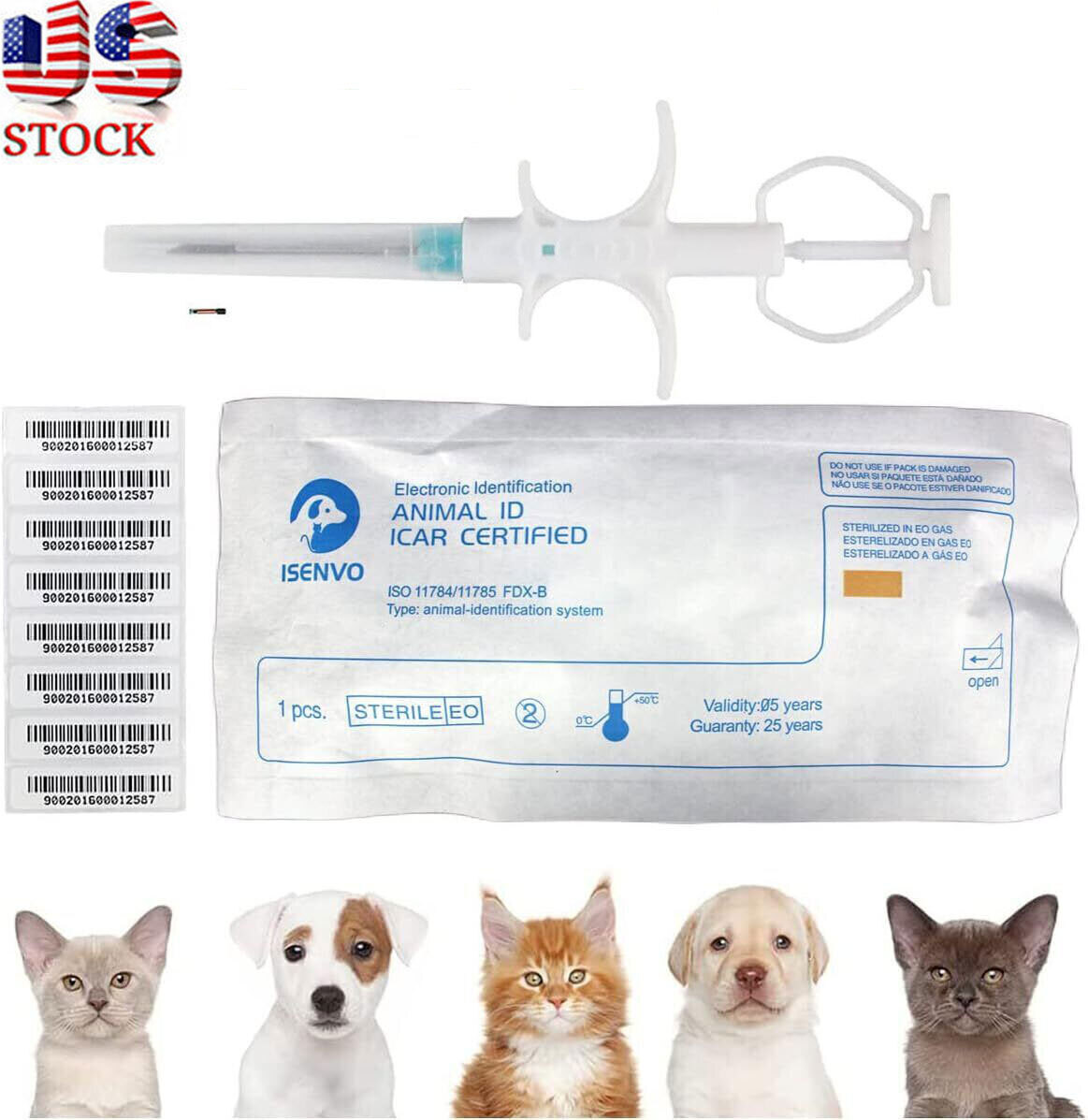 RFID Animal Microchip Pet Dog Cat Horse Injection Bioglass Mini Chip 134KHZ ISO